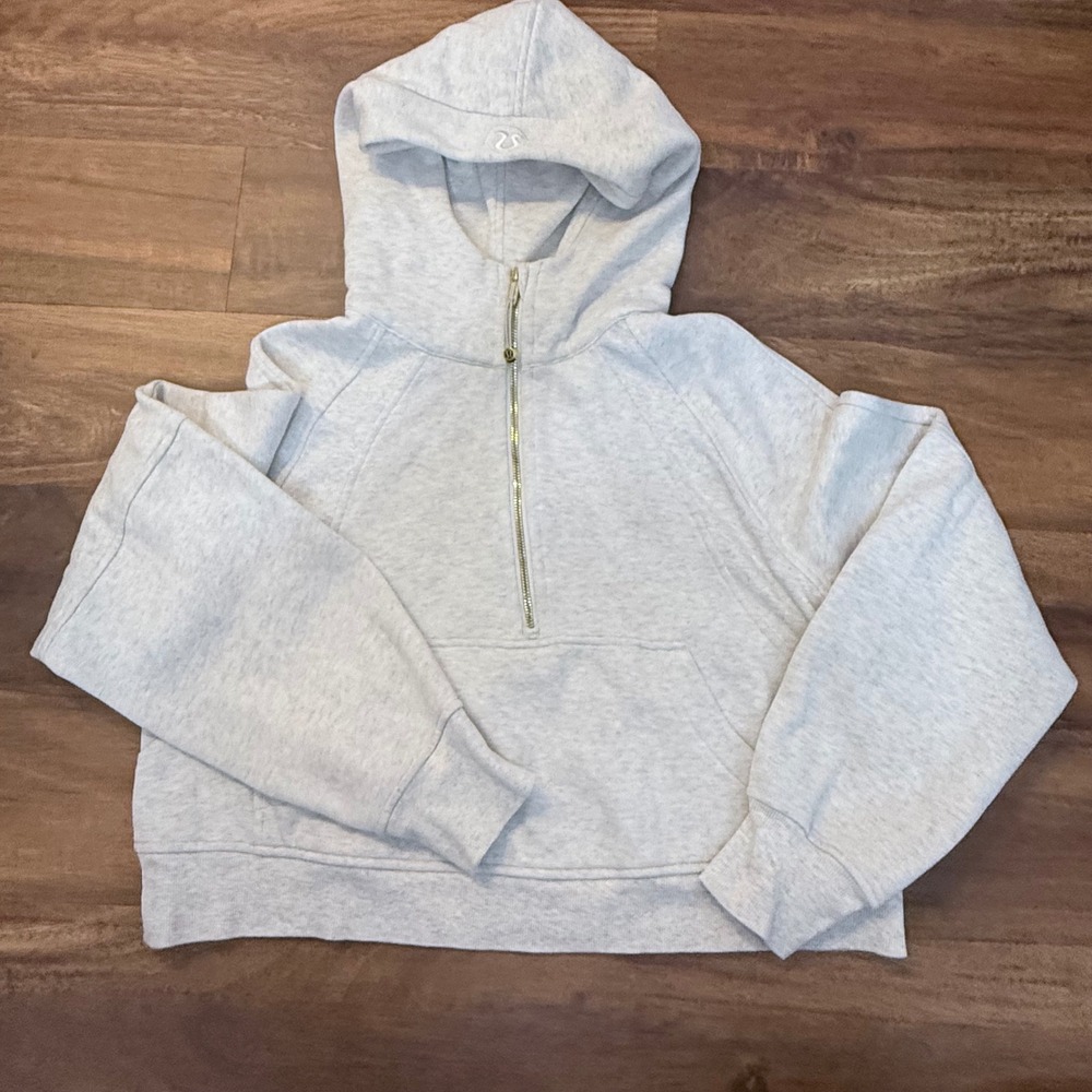 Lululemon Scuba Oversized Half Zip Hoodie Oatmeal Gold LW3HTPS M/L